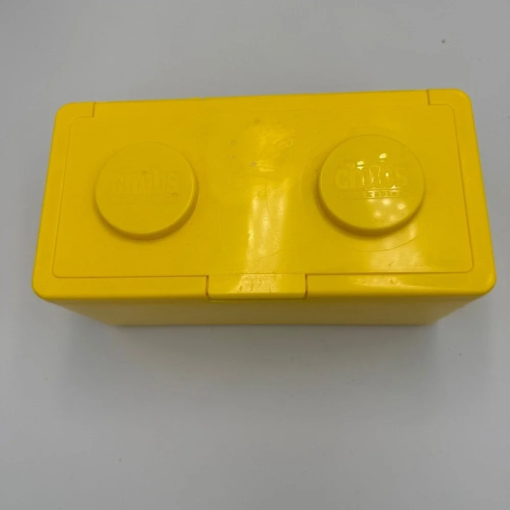 Vintage Chubs Stackables Yellow Plastic Baby Wipe Storage Box Brick Style